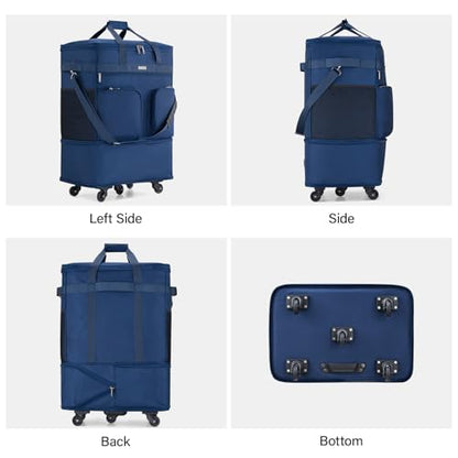 Hanke Expandable Collapsible Luggage with Wheels Suitcase Luggage Rolling Travel Bag Duffel Bag for Men Women Lightweight Suitcase Large Capacity with Spinner Wheel (Blue) - color: Blue Upgrade Version 2