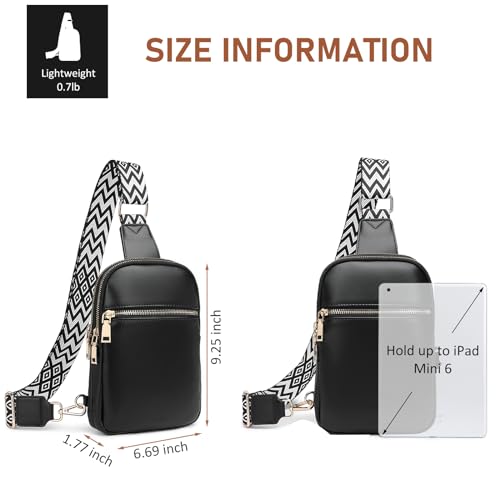 DIOMO Anti Theft Small Sling Bag for Women Cross Body Bag Trendy, RFID Fanny Packs Vegan Leather for Women Travel Belt Purse - color: Black-Gold Zipper
