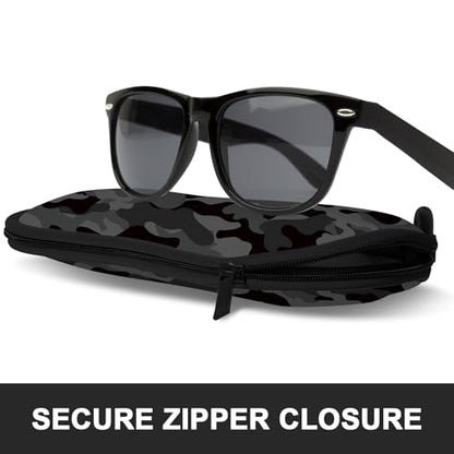 Sunglasses Soft Case, Ultra Light Portable Neoprene Zipper Glasses Case for Men Women - color: Black Camouflage