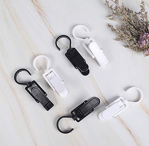Super Strong Swivel Hanging Hooks - Laundry & Curtain Clips, Clothes Pins - Beach Towel Clips, 4.3-inch, White (10-pack) - color: White