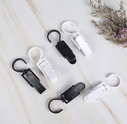 Super Strong Swivel Hanging Hooks - Laundry & Curtain Clips, Clothes Pins - Beach Towel Clips, 4.3-inch, White (10-pack) - color: White