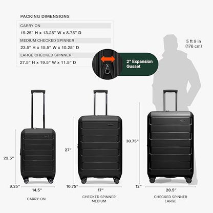 Traveler's Choice Pagosa Hardshell Expandable Luggage with Spinner Wheels, Black, 27-Inch Medium - color: Black, size: 27-Inch Medium
