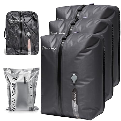 Black Voyage Reusable Vacuum Compression Travel Bag for Carry-On Suitcase and Backpack, Recycled IPX8 Waterproof Space Saver Vacpack (3-Pack, 18L - No Pump) - color: Gray 18L (3-Pack), size: 18L (No Air Pump)