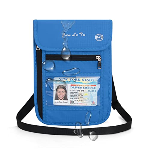 Passport Holder for Travel, RFID Passport Wallet with Visual Window Design, Multifunctional Document Organizer, Waterproof Travel Pouch Neck Wallet for Men and Women, Blue - color: Blue