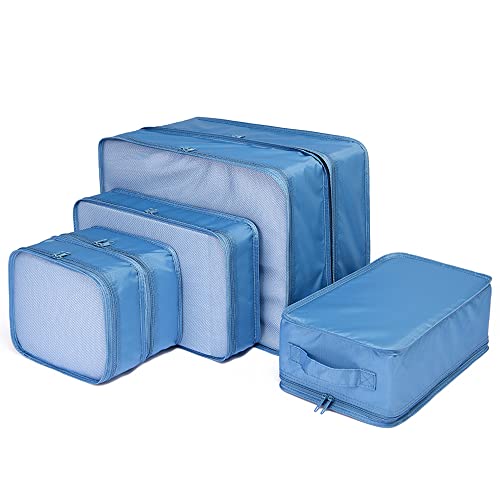 JJ POWER Travel Packing Cubes, Luggage Organizers with Shoe Bag - color: Sea Blue