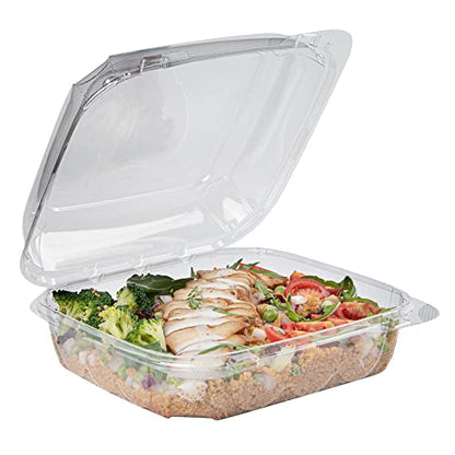 Restaurantware Thermo Tek 33.8 Ounce Clamshell Containers 100 Anti-Fog To Go Food Containers - Freezable Square Clear Plastic Food Packaging Containers Disposable - size: 39 oz