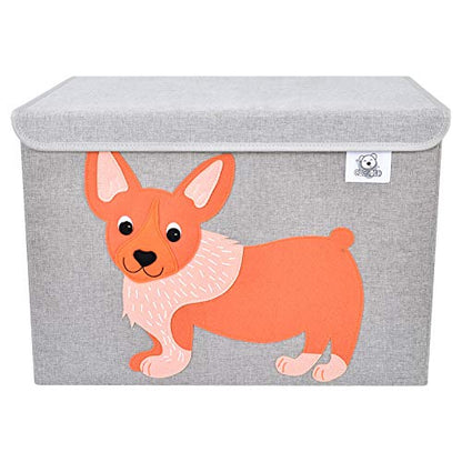 Foldable Large Kids Toy Chest with Flip-Top Lid, Collapsible Fabric Animal Toy Storage Organizer/Bin/Box/Basket/Trunk for Toddler, Children and Baby Nursery (Dog) - color: Dog