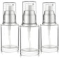 VitalUp 1 Oz 30ml Refillable Luxury Clear Glass Lotion Travel Pump Bottle with Silver Cap for Cosmetics, Lotion, Body Cream, Sanitizers, Cream, Foundation (Pack of 3) - size: 30 ml (3 Pack)