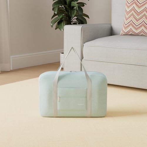 For Spirit Airlines Personal Item Bag Foldable Travel Duffel Bag Tote Carry on Luggage Duffle Overnight for Women and Men - color: 1112-Thick Series Mint Green