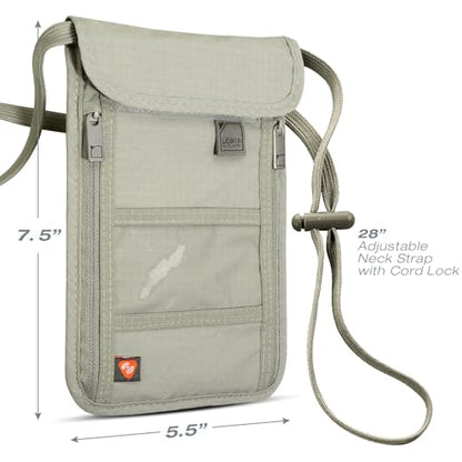 Lewis N. Clark RFID Blocking Stash Neck Wallet, Travel Pouch + Passport Holder for Women & Men, Taupe - color: Taupe