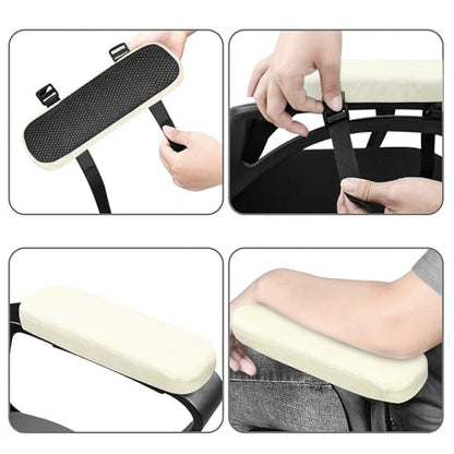 MOSISO Chair Armrest Pads (2 Pack), Memory Foam Home/Office Chair Arm Rest Covers Comfy Computer Gaming Elbow Cushion Removable Washable Elbow Support Forearm Pressure Relief, Beige - color: Beige