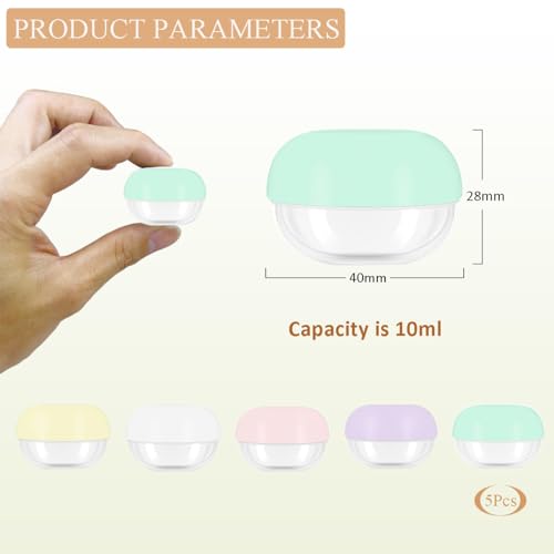 GAQWOK 5 Pcs 10ml Small Travel Containers - Convenient Travel Jars for Creams, Travel Lotion Container, Travel Makeup Containers Essential Compact Size for Traveling, 900230 - size: 10ml