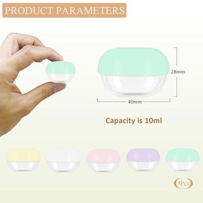 GAQWOK 5 Pcs 10ml Small Travel Containers - Convenient Travel Jars for Creams, Travel Lotion Container, Travel Makeup Containers Essential Compact Size for Traveling, 900230 - size: 10ml