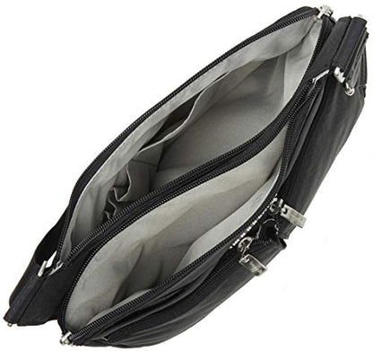 Baggallini Crossbody Travel Bag 11x8.5 Lightweight Water-resistant Nylon Handbag - color: Black Zebra