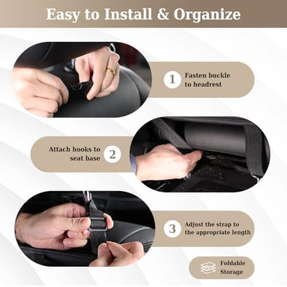 Coverado Car Backseat Organizer with Tablet Tray, Nappa Leather Organizer for Car Seat Back, Waterproof Car Seat Organizer with Touch Screen, Seat Protector Kick Mats for Kids - size: 1 Pack
