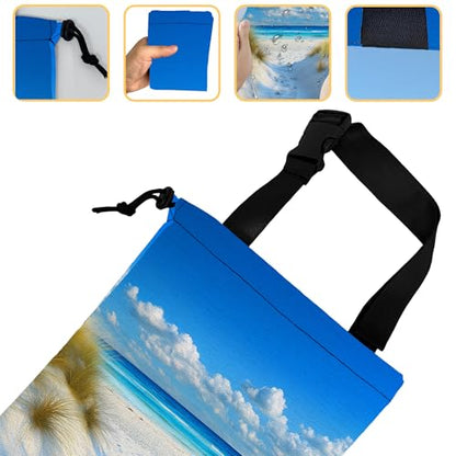 Summer Beach Car Garbage Bag, Compact 5.1L Canvas Trash Can with Drawstring Closure, Perfect for Cars, SUVs, RVs, and More - color: Summer Beach