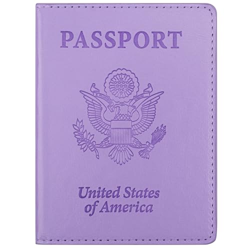 Passport Holder for Travel Men Women - Passport Cover, Passport Wallet Case Travel Essentials Travel Must Haves Accessories Blocking Leather Card Slot Protector for Stocking Stuffers Gifts, Purple - color: 1 Pack - Purple