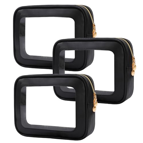 3PCS Diaper Bag Organizer Pouch Set，Clear Organizer Bags,TSA Approved Toiletry Bag,Clear Waterproof Cosmetic Bags with Zipper,Purse Organizer Pouches,Travel Organizer Bags for Woman and Kids - color: Black, size: 3PCS