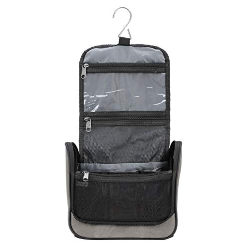 Lewis N. Clark Brushed Twill Hanging Toiletry Kit Bag for Travel Accessories, Shampoo, Cosmetics + Personal Items, Gray - color: Gray