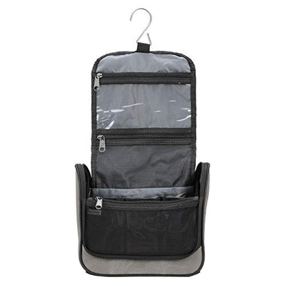Lewis N. Clark Brushed Twill Hanging Toiletry Kit Bag for Travel Accessories, Shampoo, Cosmetics + Personal Items, Gray - color: Gray