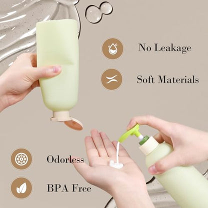 13.4oz Travel Shampoo Bottle with Flip Cap, Refillable Plastic Pump Bottles Dispenser for Soap, Shampoo, Lotions, Liquid Body Wash, Creams and Massage Oil (2 Pack, 13.5oz/400ml) - size: 13.5 fl oz