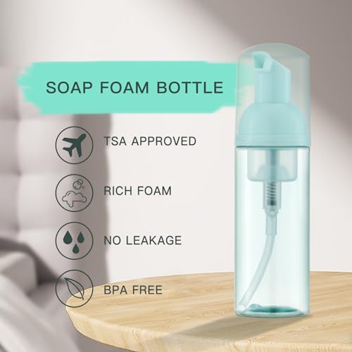 Tekson 30PCS Soap Foam Bottle (2 oz), Empty Travel Foaming Lash Shampoo for Cleanser, Dispenser (Green) - color: Green, size: 30pcs