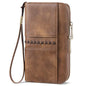 BOSTANTEN Wallets for Women Leather RFID Double Zipper Around Credit Card Holder Large Capacity Wristlet Clutch Wallet - color: Brown