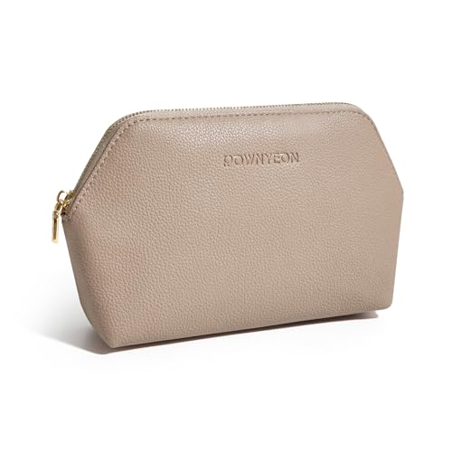 ROWNYEON Small Makeup Bag for Purse, Mini Portable Cosmetic Bags for Women, PU Leather Coin Purse Lipstick Cosmetic Accessories Organizer, Travel Makeup Pouch Zipper Pouch for Men Women - color: Apricotv, size: L(6.5''x1.8''x4.9'')