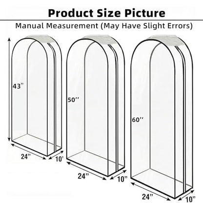 Clear Garment Bags for Hanging Clothes 3-piece set(43,50,60) inches Storage Bags With Zipper for Shirts, Suit,Jackets,Coats,sweater,Long Dresses,wedding,gowns,etc. - size: 43+50+60inch