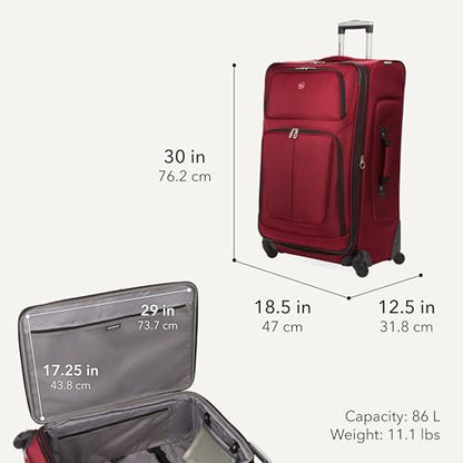 SWISSGEAR Sion Softside Expandable Spinner Luggage Durable Lightweight Travel Suitcase, Burgundy, Checked-Large - color: Burgundy, size: Checked-Large