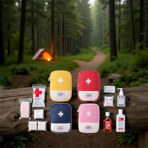 4 Pcs Portable Travel First Aid Pouch,Empty Mini First Aid Pouch,Outdoor Camping Hiking First Aid Medical Rescue Bag Multi-Function Emergency Medicine Storage Organizer Bag Household Supplies(Small)