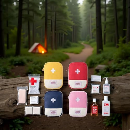 4 Pcs Portable Travel First Aid Pouch,Empty Mini First Aid Pouch,Outdoor Camping Hiking First Aid Medical Rescue Bag Multi-Function Emergency Medicine Storage Organizer Bag Household Supplies(Small)