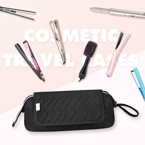 Leudes Hair Tools Travel Bag for Women Heat Resistant Mat for Travel Essentials Hot Tools Straighteners,Flat Irons,Curling Iron,Hot Air Brushes and Hair Dryer Organizer Bags 2 in 1 (BlackA) - color: BlackA