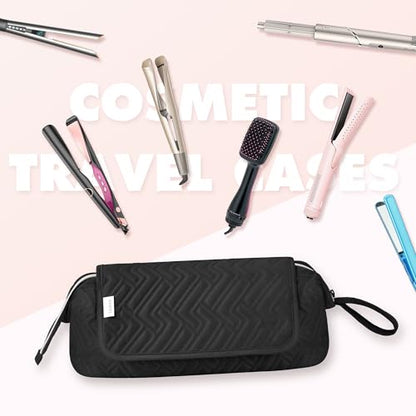 Leudes Hair Tools Travel Bag for Women Heat Resistant Mat for Travel Essentials Hot Tools Straighteners,Flat Irons,Curling Iron,Hot Air Brushes and Hair Dryer Organizer Bags 2 in 1 (BlackA) - color: BlackA