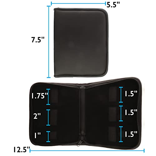 The Beadsmith Zippered Tool Pouch – 5.5” x 7.5” x 1.25” – 6 Bands – Made of Black Leatherette Material – Use to Store and Transport Craft Pliers and Tools - color: Black, size: 6 Bands - Black