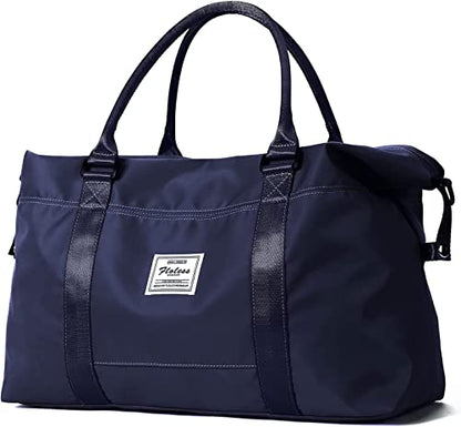Dark Blue Sport Travel Duffle Bag Large Gym Tote Bags for Women, Weekender Carry on Bags for Airplane, Ladies Beach Overnight Waterproof Luggage Bags with Wet Pocket - color: Dark Blue