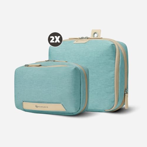 Nordace Travel Packing Organizers Set for Men and Women - 2x Packing Cubes & 1x Wash Pouch - Durable & Water Resistant (Aqua) - color: Aqua