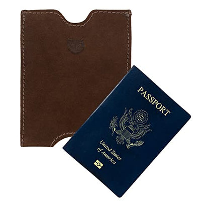Hide & Drink, Travel Passport Pocket Sleeve Handmade from Full Grain Leather - Swayze Suede - color: Swayze Suede