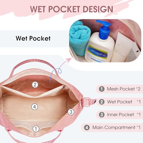 For Spirit Airlines Personal Item Bag Underseat Carry On Bag with Wet Pocket & Shoe Compartment & USB Charging Port - color: Pink
