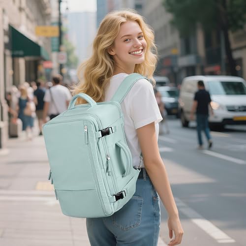 Beraliy Travel Backpack for Women, Airline Approved Bag, 16 inch Laptop Waterproof Hiking Backpack, Casual College Daypack, Weekender Bag, Mint Green - color: Mint Green, size: Large
