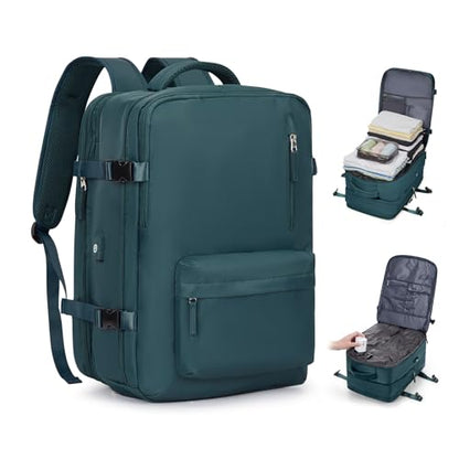 coofay Vacuum Backpack Travel with Pump Travel Backpack with Vacuum System Compression Backpacks for Traveling Easyvacpack Vacpack Backpacks Carry on Luggage - color: Peacock Blue, size: Extended-with Pump