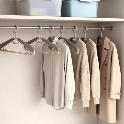 6-Pack Heavy Duty Plastic Extra-Wide Arm 15"-23" Suits Clothes Hangers with Swivel Hooks,Perfect for Coat,Jacket,Dress,Shirt,Trousers or Closet Space Saving,Grey&Tan - color: Gray