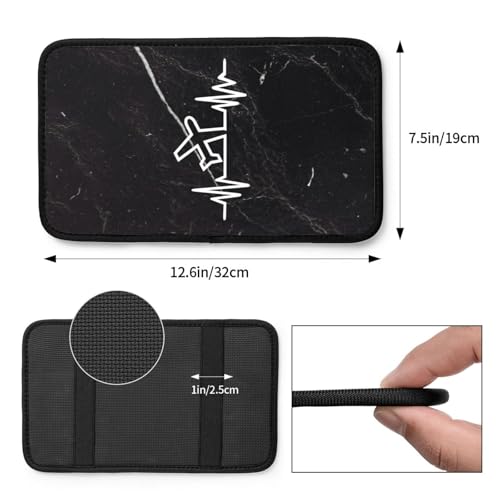 Airplane Pilot Heartbeat Car Center Console Cover Waterproof Non Slip Universal Car Armrest Seat Cover Black