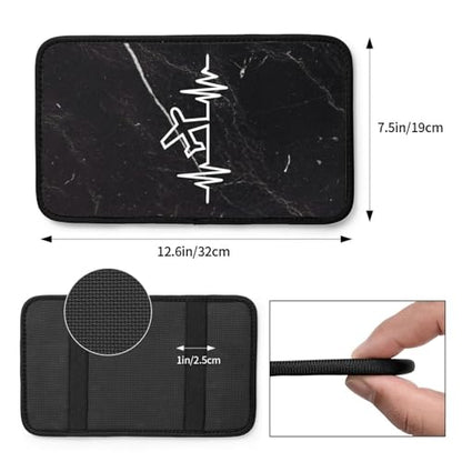 Airplane Pilot Heartbeat Car Center Console Cover Waterproof Non Slip Universal Car Armrest Seat Cover Black