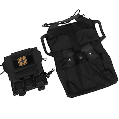 SABADO Rapid/Quick Deploy First Aid Kit Pack Tactical IFAK Pouch Two-Piece System Med Roll Carrier Hypalon Handle Outdoor Sport Hunting Bag - color: Black-87