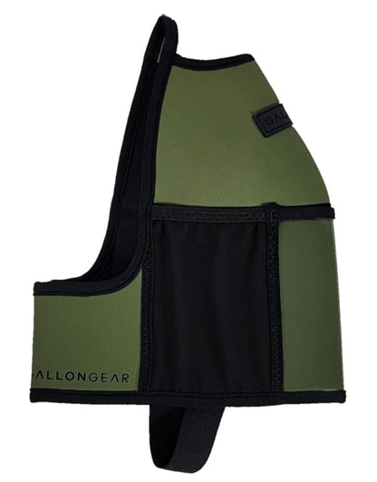 Half-Gallon Fitness Hydration Cover | Neoprene Insulated Cooling & Portable Gym Water Bottle Carrier | CASE with Storage Pockets - color: Olive