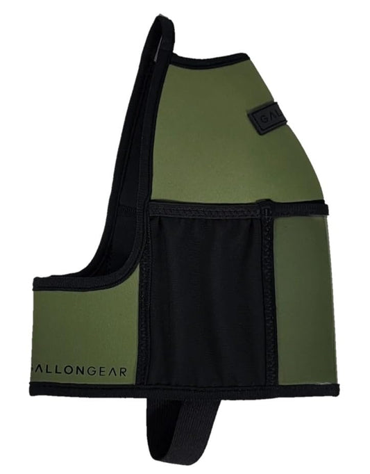 Half-Gallon Fitness Hydration Cover | Neoprene Insulated Cooling & Portable Gym Water Bottle Carrier | CASE with Storage Pockets - color: Olive