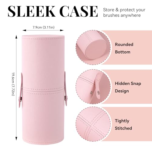MAANGE 30 Pcs Professional Makeup Brush Set with Travel Case – Kabuki, Foundation, Powder, Blush,Blending& Eyeshadow Brushes, Labeled for Gift-Ready Box,PinkGold - color: PinkGold
