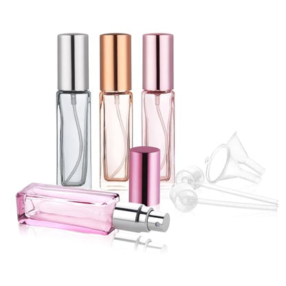 YOCASII Glass Travel Perfume Bottle Refillable, 10ml Perfume Bottles, Pocket Perfume Spray Bottle Atomizer, 4PCS Refillable Perfume Bottle for Travel - color: Color-A