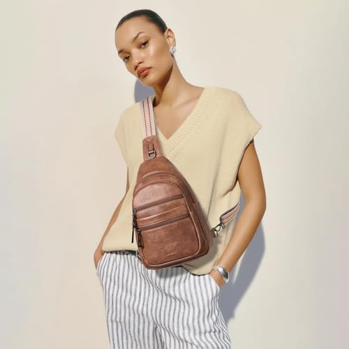 Leresas Sling Bag for Women Crossbody Bags Fanny Packs Over Shoulder Bag Sling Purse Backpack Vegan Leather Travel Handbag Purse Gifts Brown - color: Brown